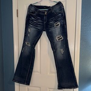 Flamingals XXL Distressed Blue Women's Jeans